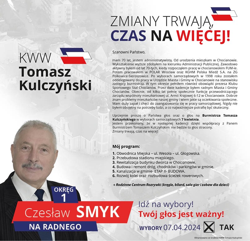 Sylwetki kandydatów do Rady Miejskiej, odc. 1: Czesław SMYK 
